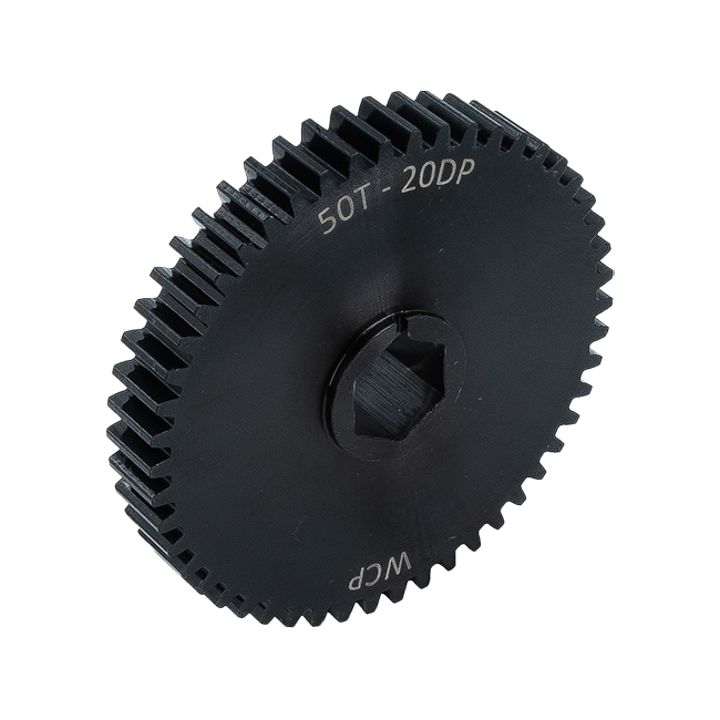 50t Pocketed Steel Spur Gear (20 DP, 1/2" Hex Bore)
