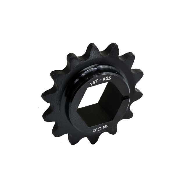 14t Steel Double Hub Sprocket (#25 Chain, 1/2" Hex Bore)
