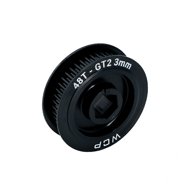 48t x 9mm Wide Aluminum Pulley (GT2 3mm, 1/2" Hex Bore)